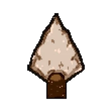 Prehistoric arrowhead pixel art vector illustration Stock Illustration