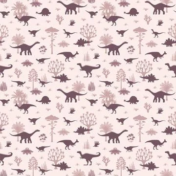 Prehistoric dinosaur seamless pattern with dino Stock Illustration