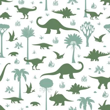 Prehistoric dinosaurs seamless pattern with dino Stock Illustration