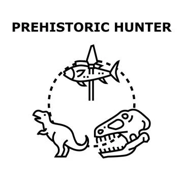 Prehistoric hunter concept icon featuring ancient life Stock Illustration