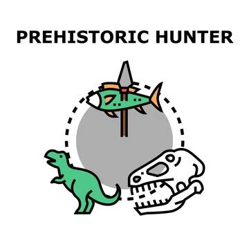Prehistoric hunter concept icon featuring ancient life Stock Illustration