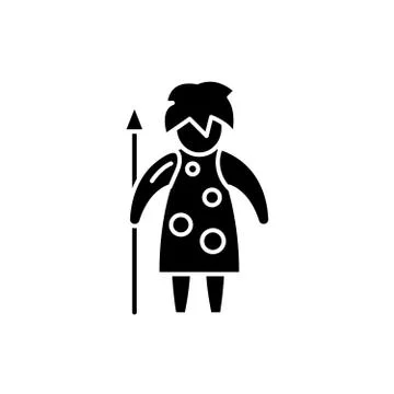 Prehistoric man black icon, vector sign on isolated background. Prehistoric man 스톡 일러스트