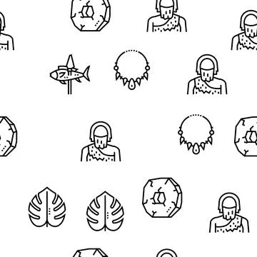 Prehistoric Period Vector Seamless Pattern Stock Illustration