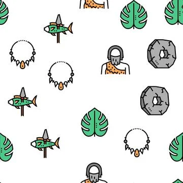Prehistoric Period Vector Seamless Pattern Stock Illustration