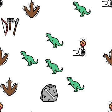 Prehistoric Period Vector Seamless Pattern Stock Illustration