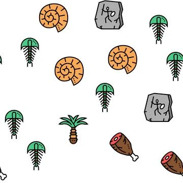 Prehistoric Period Vector Seamless Pattern Illustrazione stock