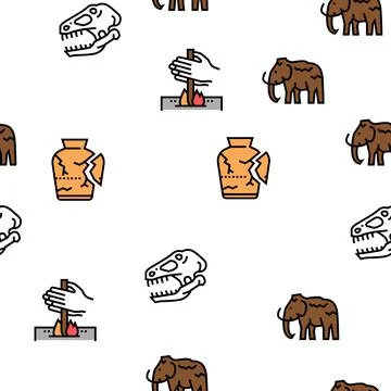 Prehistoric Period Vector Seamless Pattern Stock Illustration