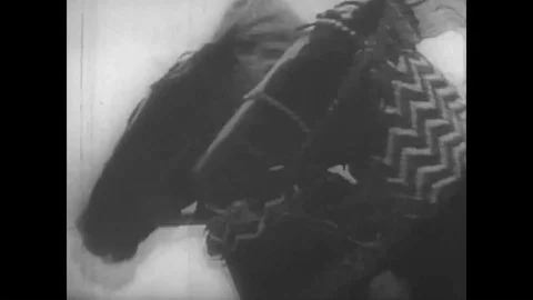 Prehistoric picture of a man attacking another man, Roman military parade, war Stock Footage 95064433