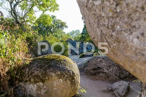 Prehistoric rock sanctuary Beglik tash in Bulgaria used by the Thracian tribes Stock Photos