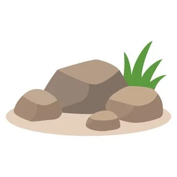 Prehistoric Rocks and Grass Vector Illustration Stock Illustration
