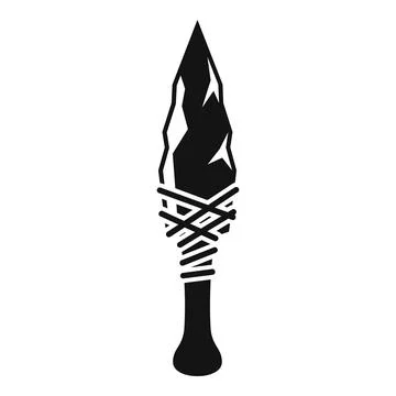 Prehistoric stone spear point attached to wooden handle with rope Stock Illustration