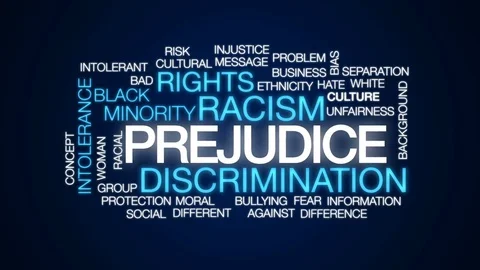 Prejudice animated word cloud, text design animation. Stock Footage