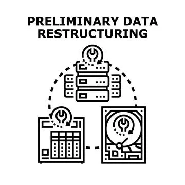 Preliminary data restructuring process and infrastructure management Stock Illustration