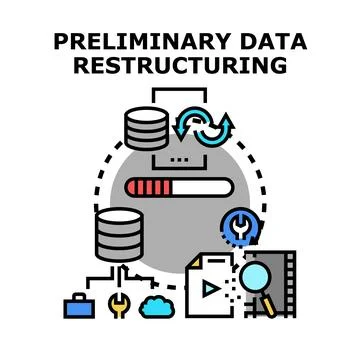 Preliminary data restructuring process and digital transformation イラスト素材
