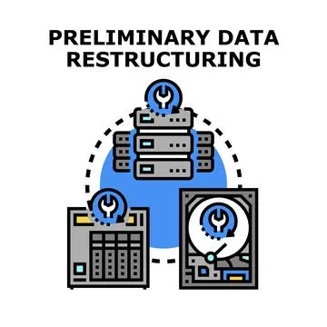 Preliminary data restructuring process and infrastructure management Stock Illustration
