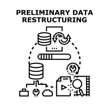 Preliminary data restructuring process and digital transformation イラスト素材