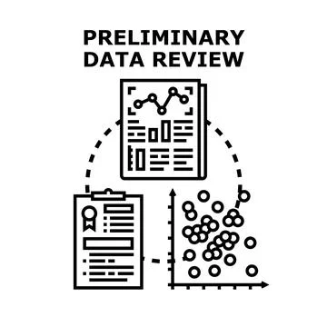 Preliminary data review process with charts and reports Stock Illustration