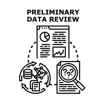 Preliminary data review process examining information cycle Stock Illustration