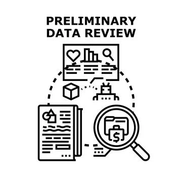 Preliminary data review process illustrating research and analysis Stock Illustration