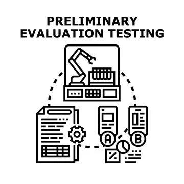 Preliminary evaluation testing concept diagram process Stock Illustration