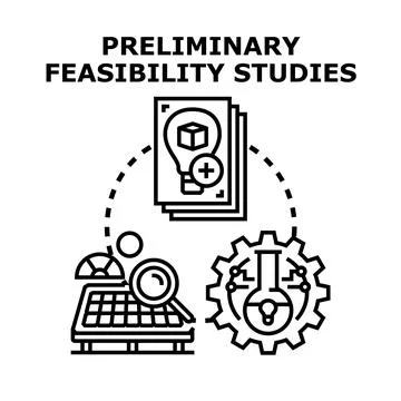 Preliminary feasibility studies for new project development Stockillustratie