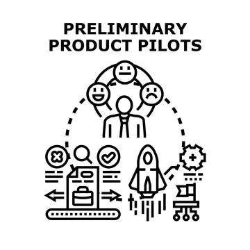 Preliminary product pilots concept testing and launch Stock Illustration