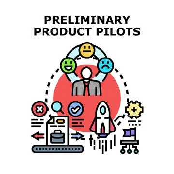 Preliminary product pilots concept testing and launch Stock Illustration