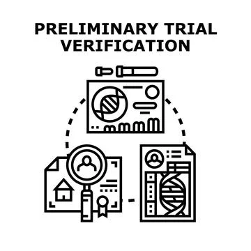 Preliminary trial verification process for research and development Ilustração Stock