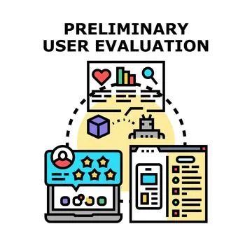 Preliminary user evaluation concept for digital product experience Stock Illustration