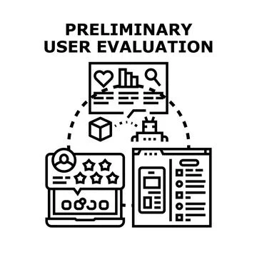 Preliminary user evaluation concept for digital product experience Stock Illustration