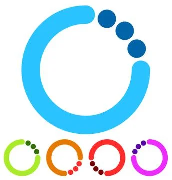 Preloader or buffer shapes, circular elements, symbols. User interface concep Illustrazione stock
