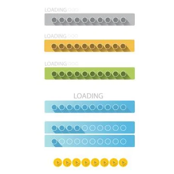 Preloaders and progress loading bars Stock Illustration