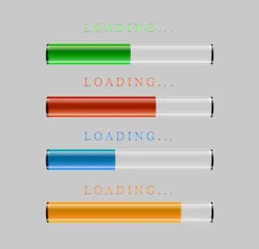 Preloaders and progress loading bars Stock Illustration
