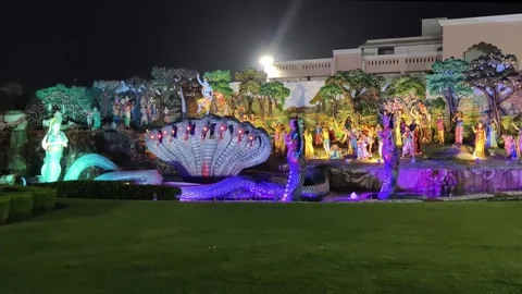 Prem Mandir is a Hindu temple in Vrindavan Stock Footage 202034187