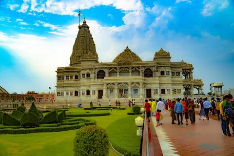 Prem Mandir is a Hindu temple in Vrindavan, Mathura, India. It is maintained  Stock Photos