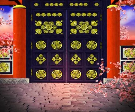 Premade chines gate background イラスト素材