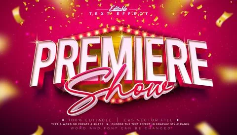Premiere Show Text Effect Design Editable Vector Graphic Style Effect with Li Illustrazione stock