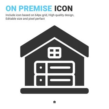 On premise icon vector with glyph style isolated on white background Illustrazione stock