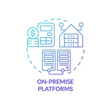 On premise platforms blue gradient concept icon Stock Illustration