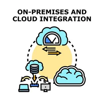 On premises and cloud integration computing infrastructure concept Stock Illustration