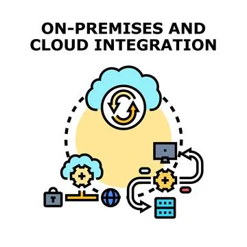 On premises and cloud integration connecting systems Stock Illustration