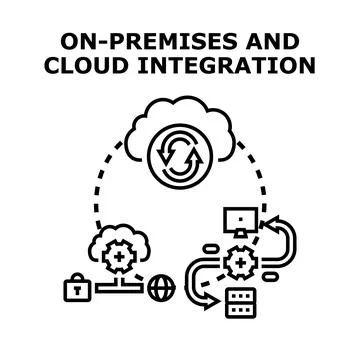 On premises and cloud integration connecting systems Stock-Illustration