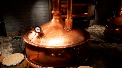 The premises of the brewery with boilers, in which the cooked wort. Old brewery Stock Illustration