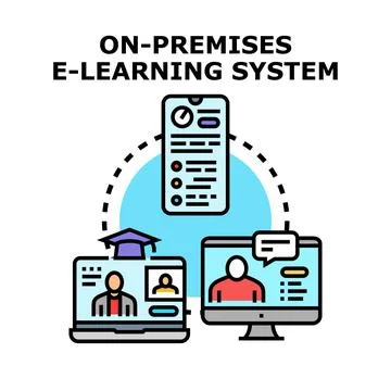 On premises e learning system connecting smart education devices Illustrazione stock