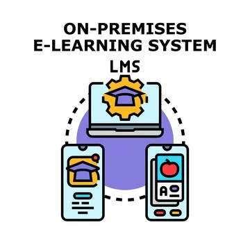 On premises e learning system lms concept illustration Stock Illustration