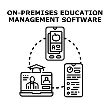 On premises education management software connecting digital learning devices Stockillustratie