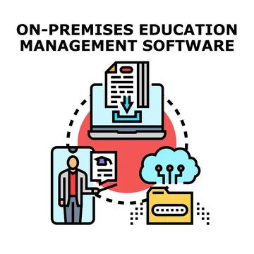 On premises education management software system concept Ilustração Stock
