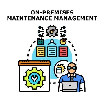 On premises maintenance management system optimizing business processes 스톡 일러스트
