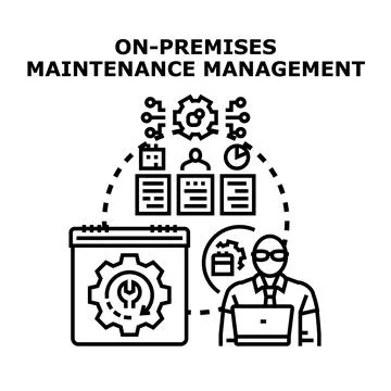 On premises maintenance management system optimizing business processes Stock Illustration