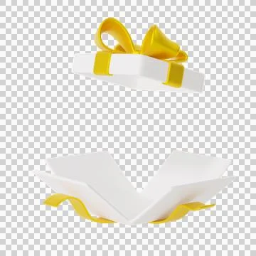Premium 3D open white gift box Stock Illustration